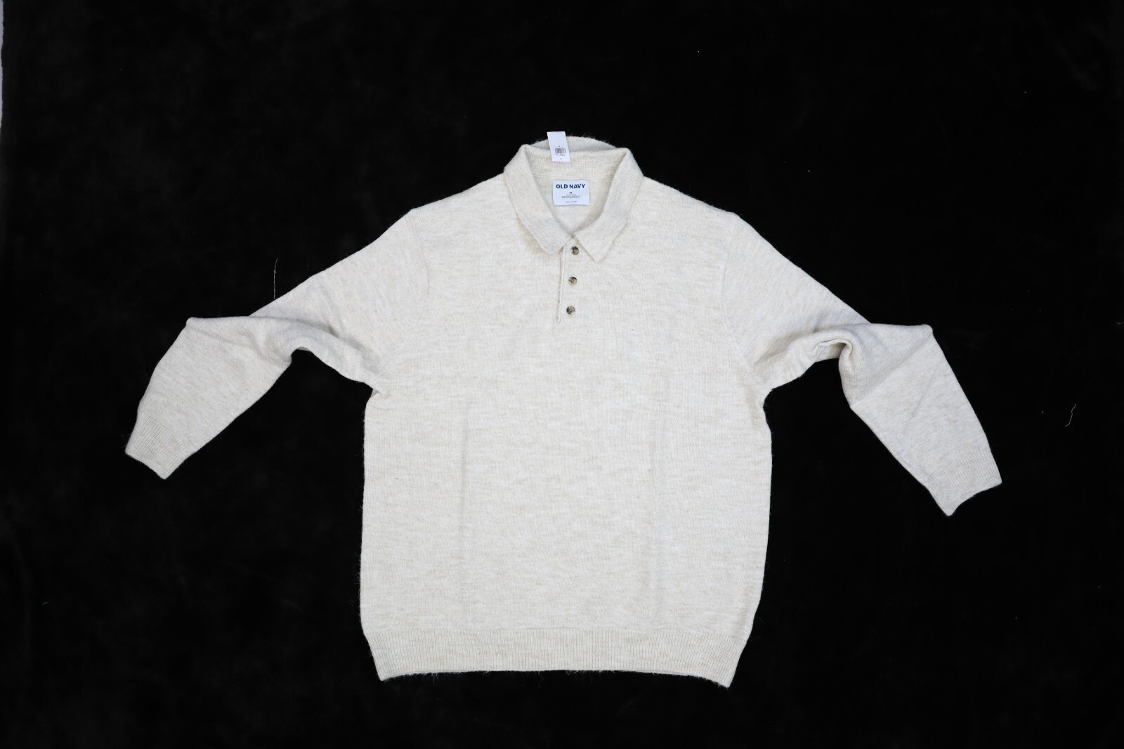 Old Navy Soft 3 Button Placket Polo Pullover Sweater Oatmeal Heather Mens XL