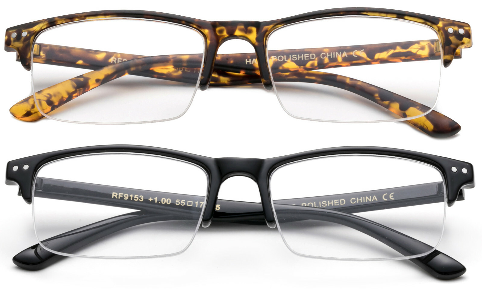 Clear Lens Glasses Half Frame Eyewear Modern Fake Smart Spring Hinge Men Women