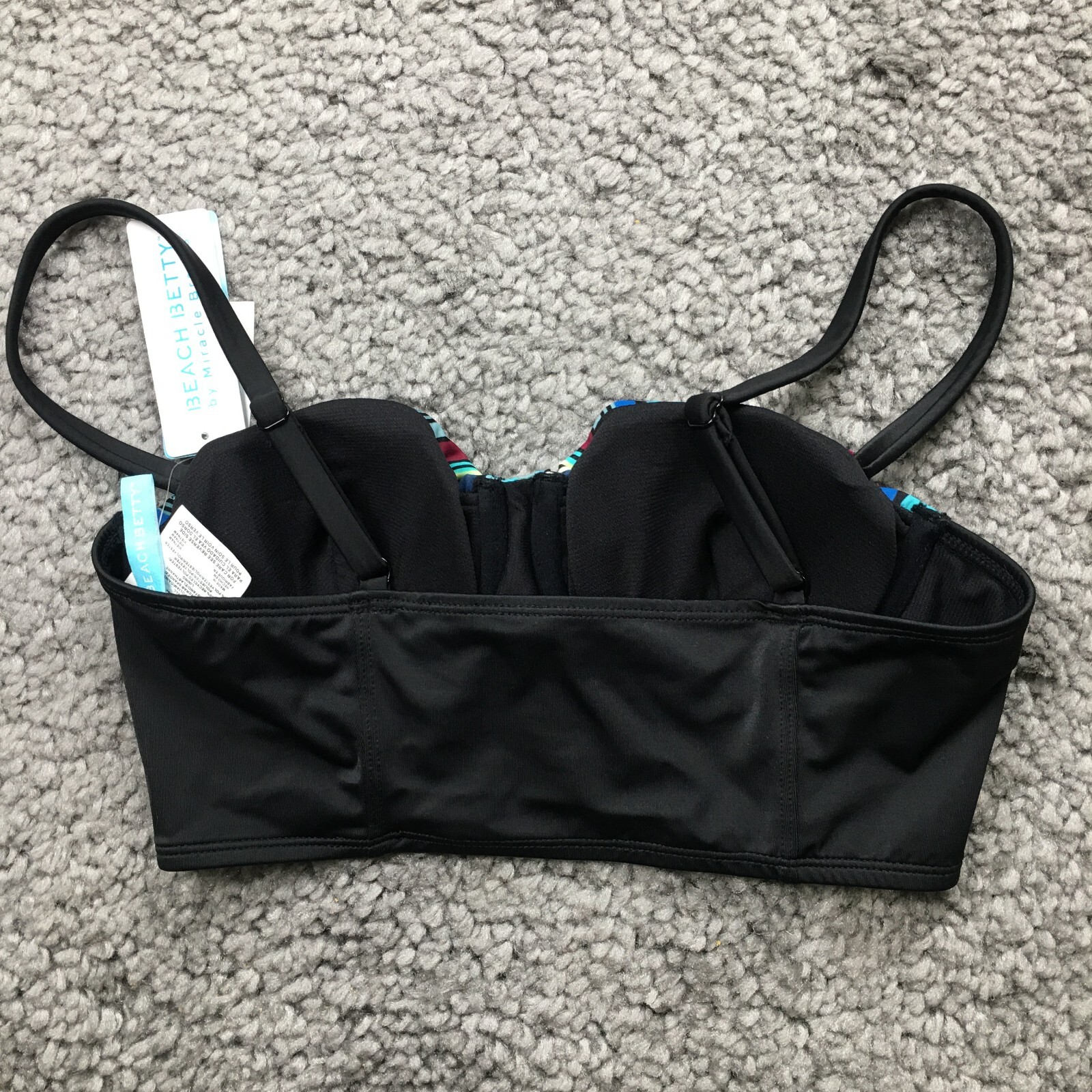 Beach Betty by Miracle Brands Womens Bikini Top Sz S Blue Colorful Padded NWT