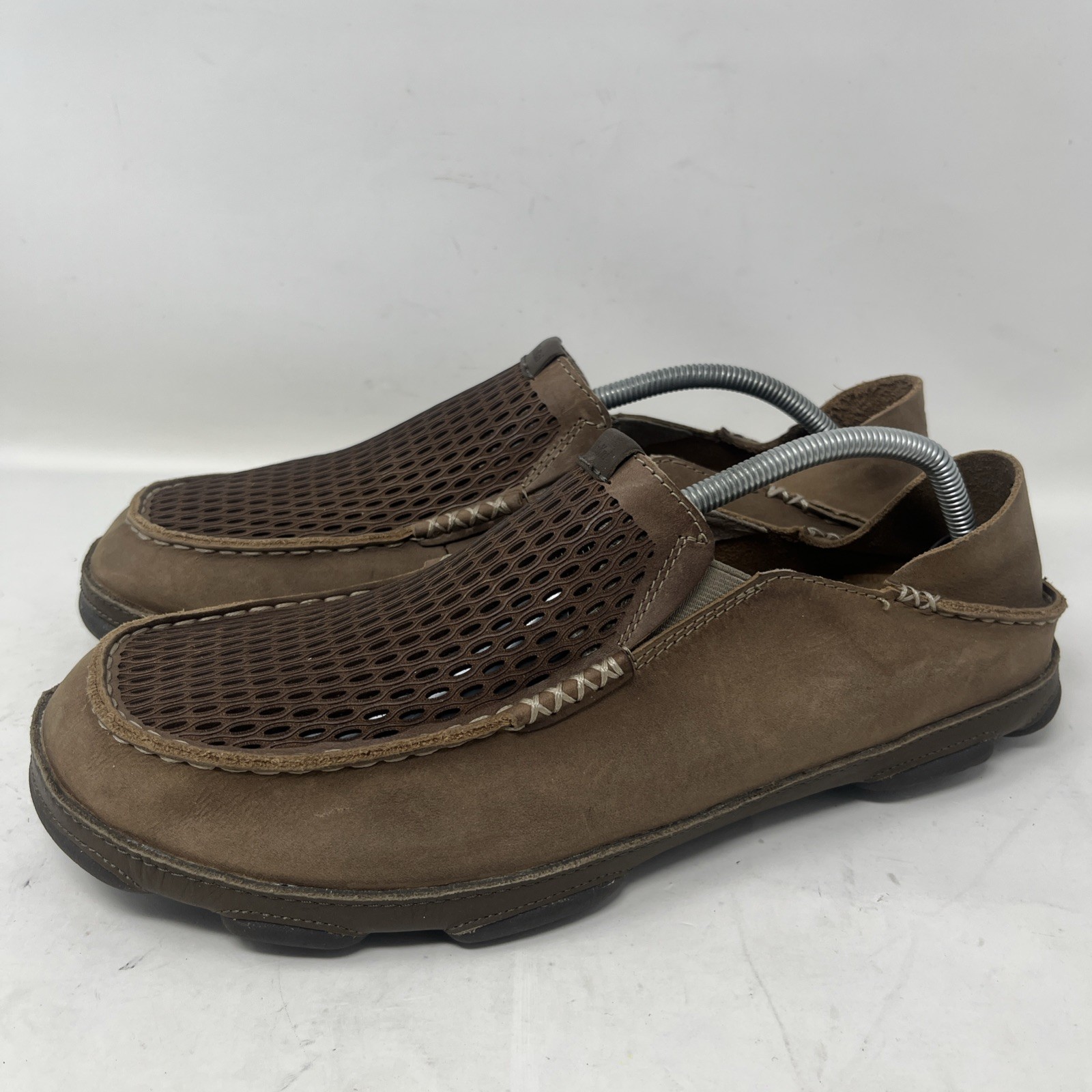 OluKai Moloa Aho Men’s 12 Nubuck Leather Slip On Loafers Clay Husk Walking
