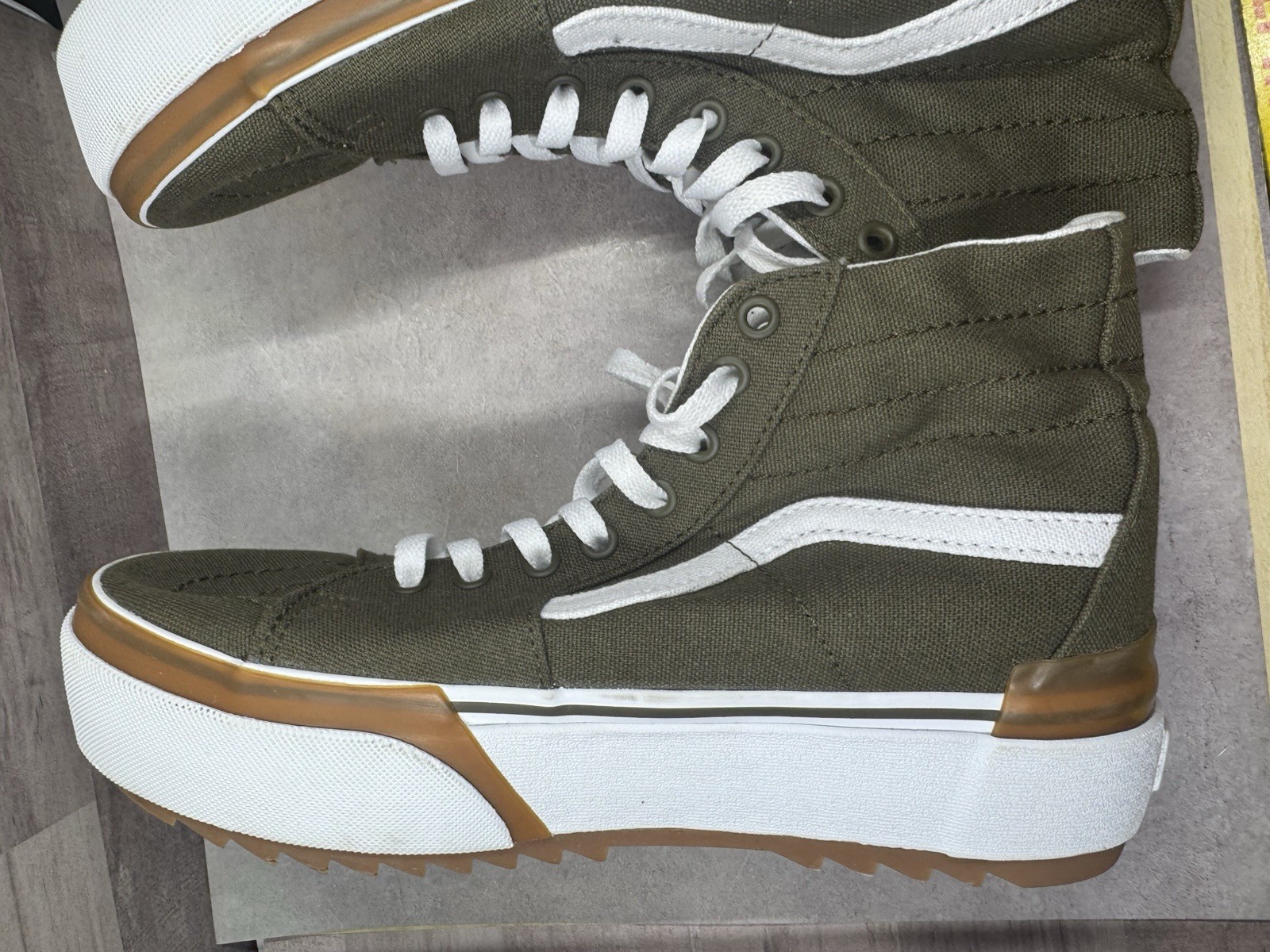 Vans SK8 Hi Tapered Stackform Canvas Dark Olive Green Men 8 Women 9.5 Mint Cond