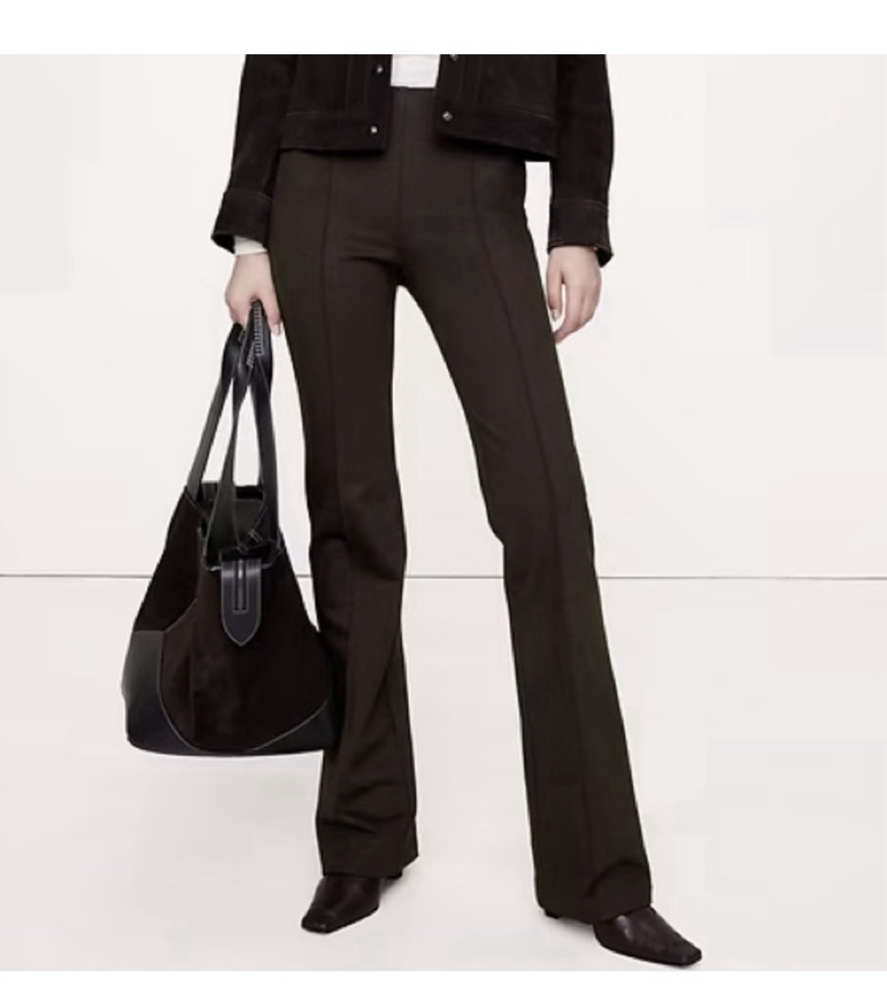 Banana Republic Ponte High-Rise Pull-On Crop Flare Pants Brown XL 27″ Inseam