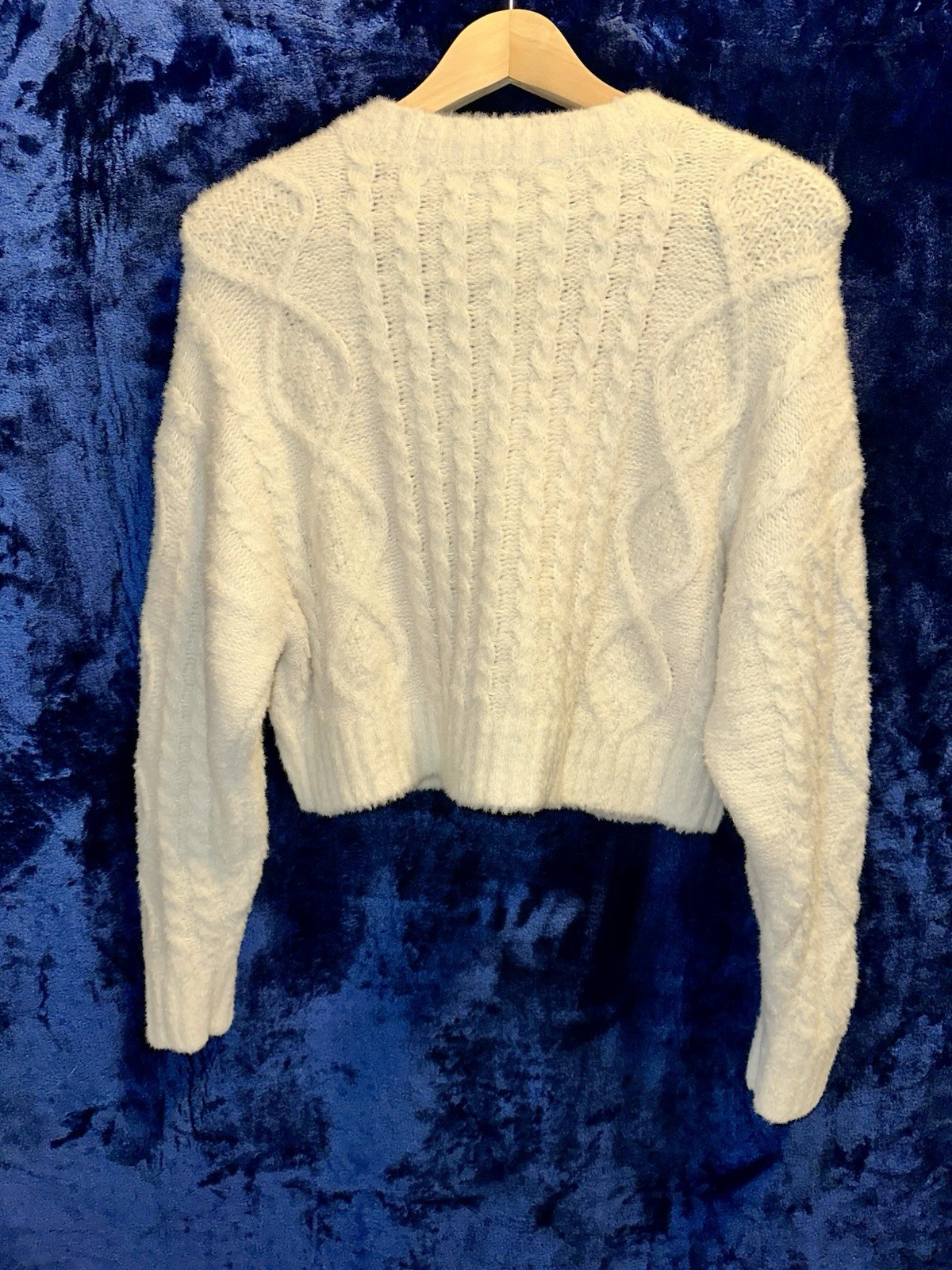 Aerie Cable-Knit Super Soft Pullover Sweater Ivory Crew Neck Women’s Small