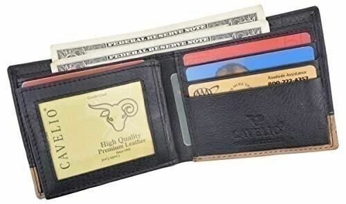 Men’s Center Flap Double ID Bifold Premium Leather Wallet