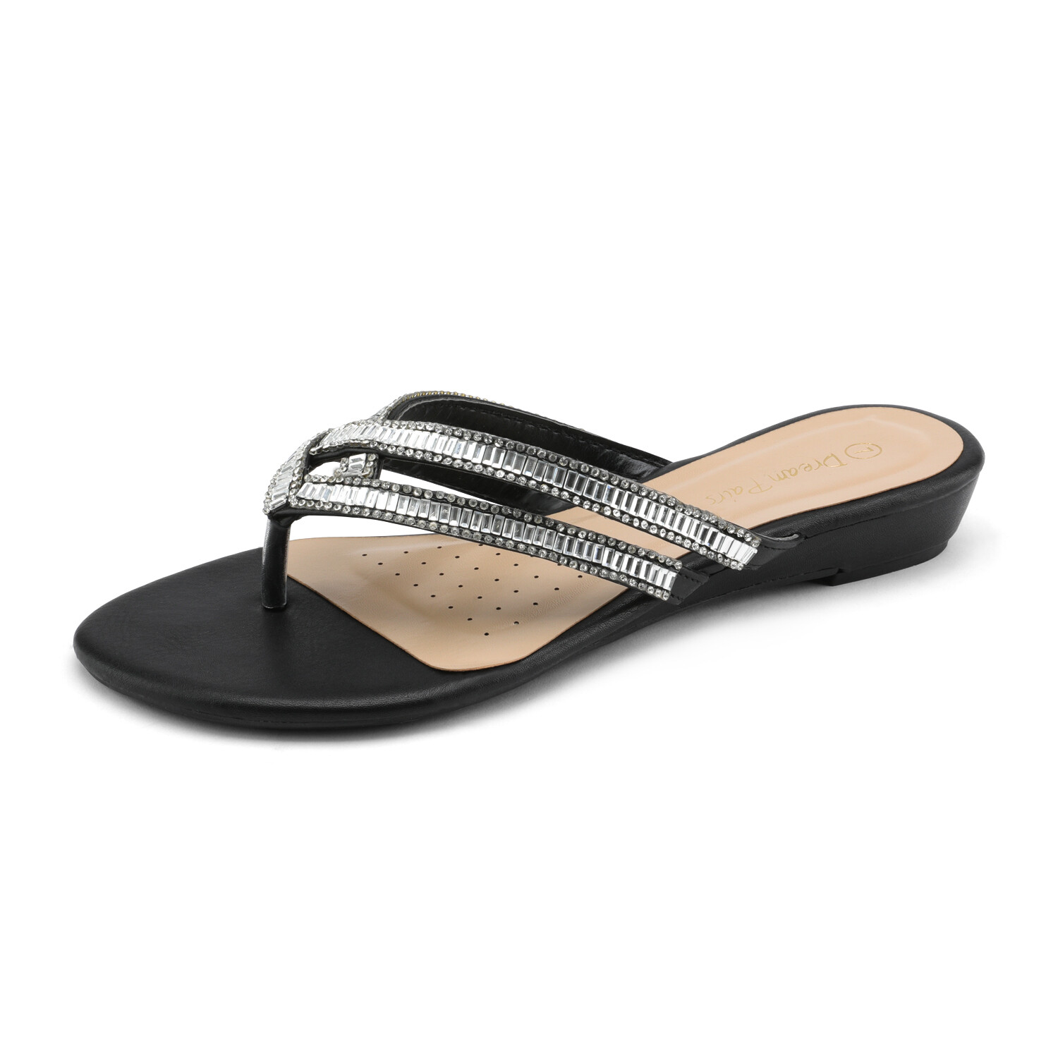Women Rhinestone Flats Sandals Flip Flops Thong Open Toe Beach Summer Slippers~