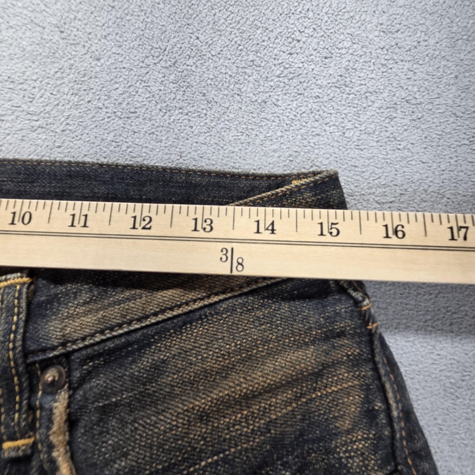 Edwin Jeans Mens Blue Selvedge 505z Dirty Wash Whiskers Fits 30×28