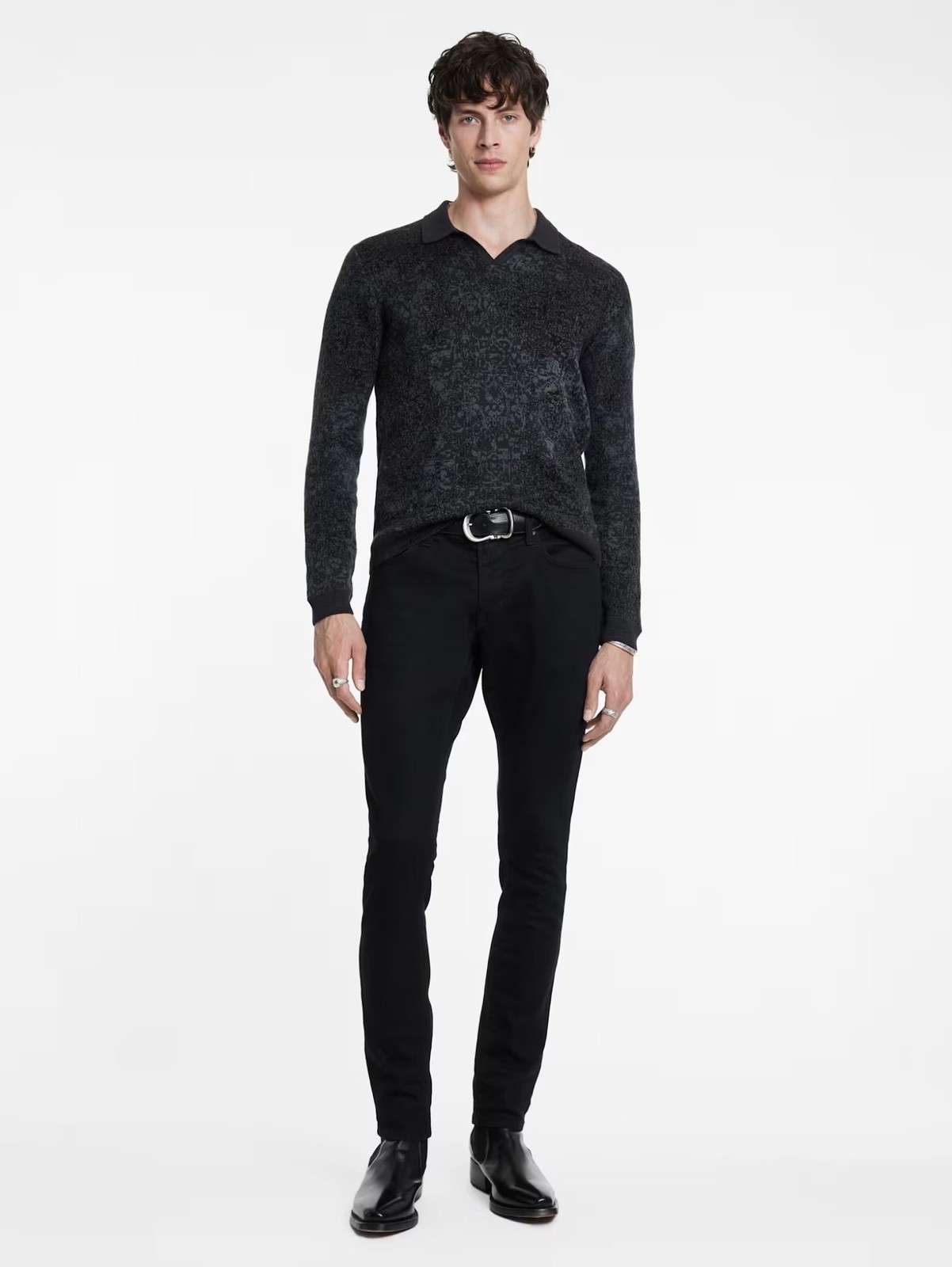 Polo John Varvatos Sweater Oliver Size XL 100% Organic Cotton Jacquard Pattern