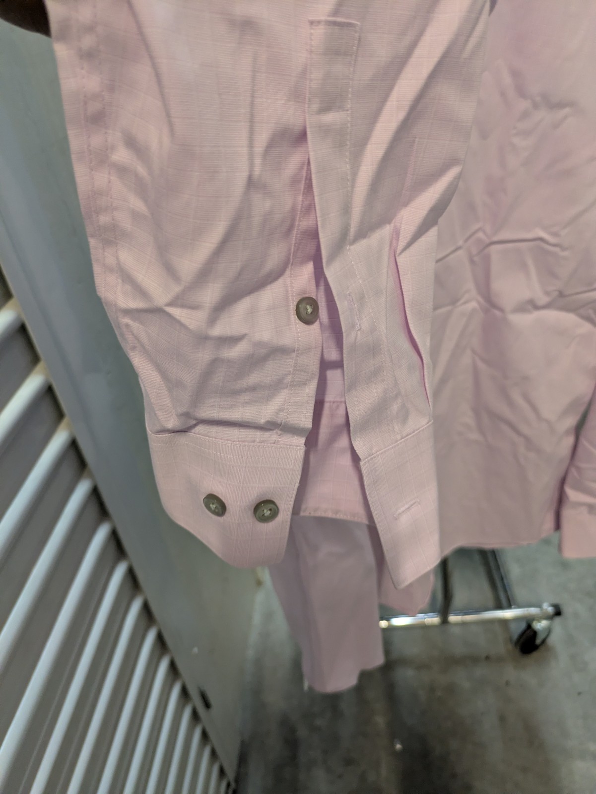 Calvin Klein Performance Non-Iron Slim Check Pink Cotton Dress Shirt 16.5 36/37