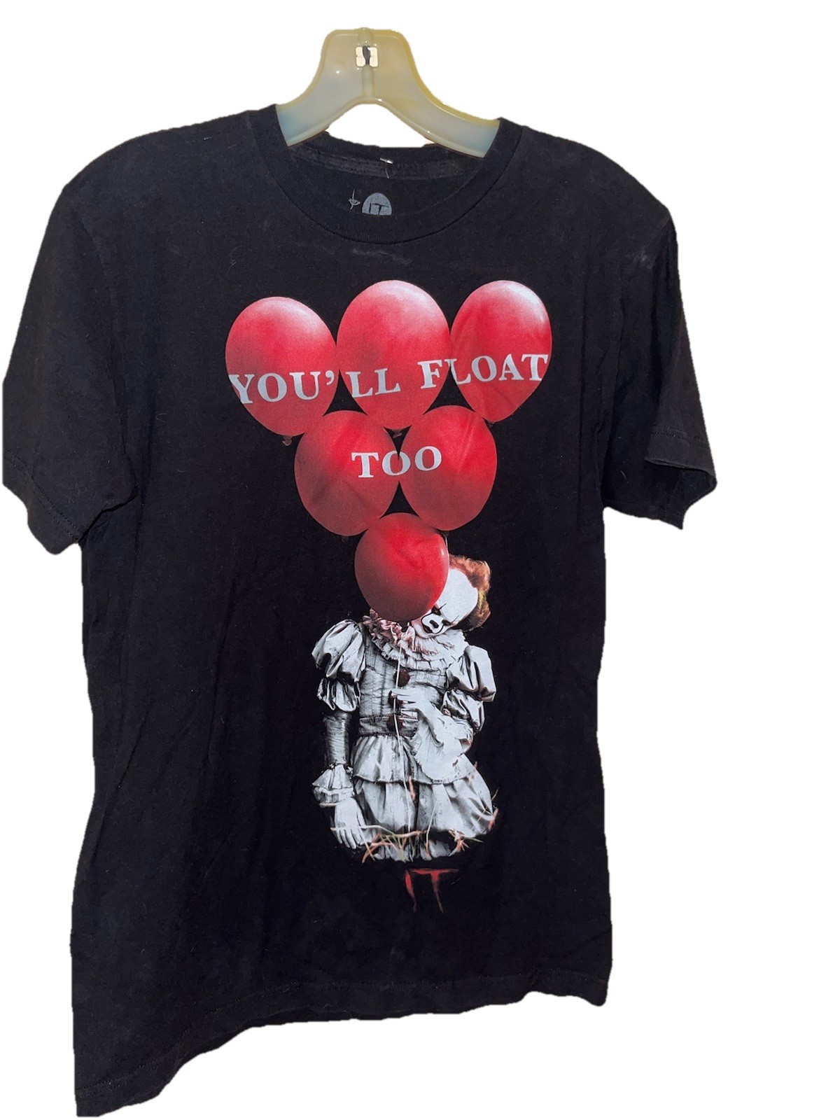 IT Pennywise Clown You’ll Float Too Black T Shirt Stephen King Horror Size M