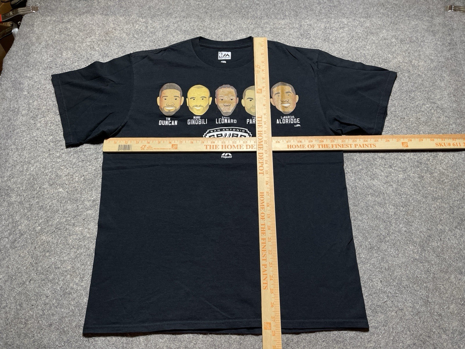 San Antonio Spurs Black Duncan Parker Ginobili Leonard Aldridge Shirt L Majestic