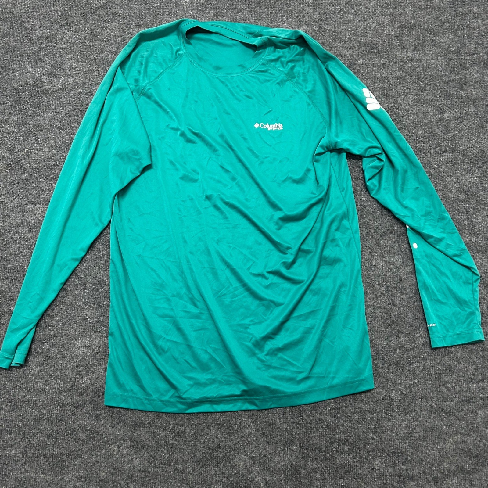 Columbia PFG Shirt Mens Size LT Teal Green Omni-Shade Long Sleeve Athletic