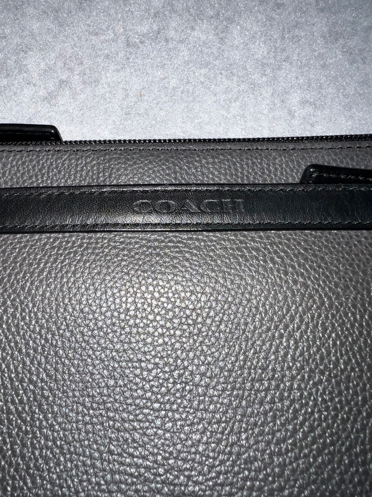 COACH CAMDEN LEATHER GREY/BLACK POUCH ENVELOPE STYLE WITH ZIPPER F62762