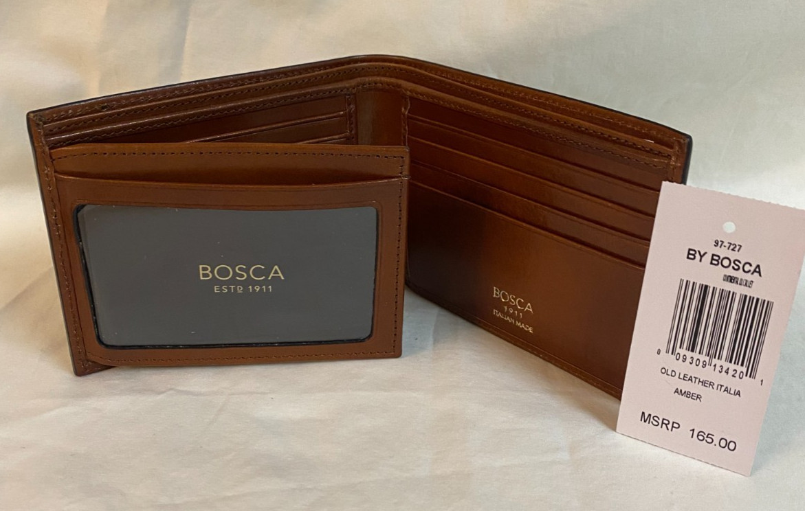 Bosca Leather Italia Continential Wallet w/I.D. Flap RFID 97-727 MSRP $165 NWT