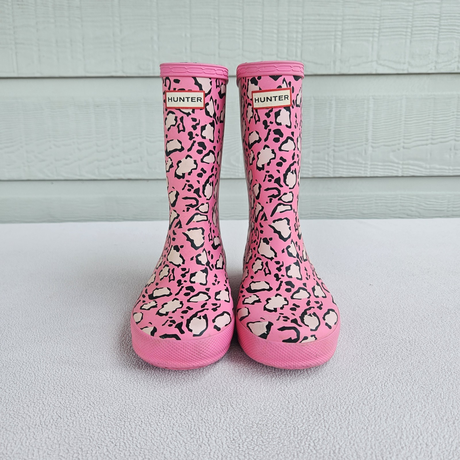 Hunter Kids First Classic Leopard Print Rain boot Pink Waterproof US 13 UK 11