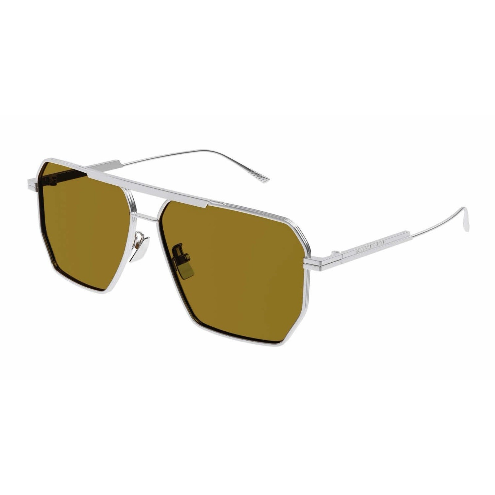Bottega Veneta BV1012S 007 Silver Brown Lens Square Sunglasses Unisex AUTHENTIC