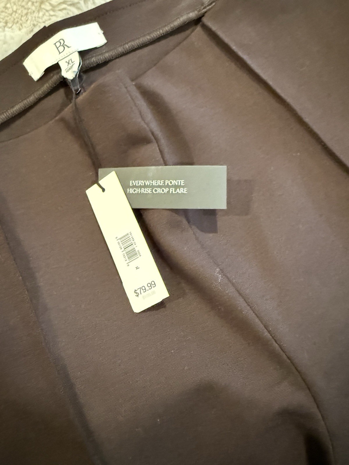 Banana Republic Ponte High-Rise Pull-On Crop Flare Pants Brown XL 27″ Inseam