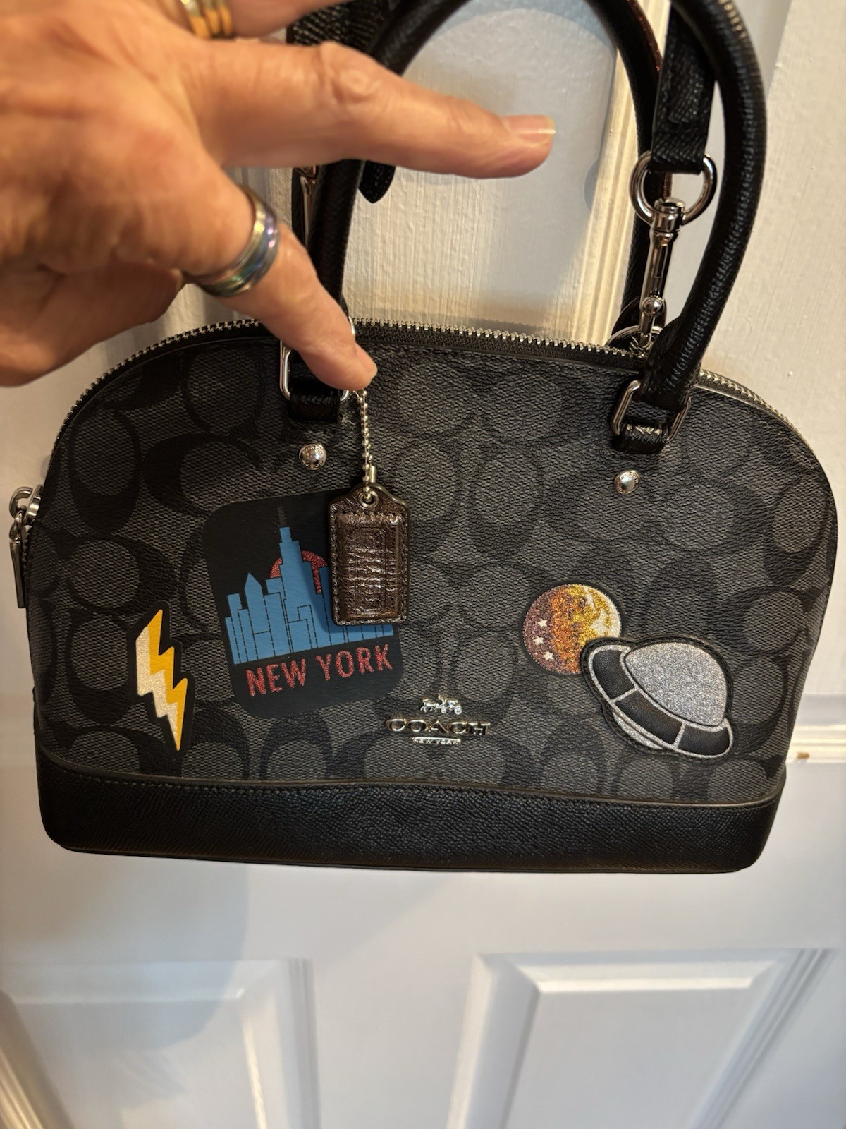 Coach Sierra Satchel Metallic Graphics Excellent