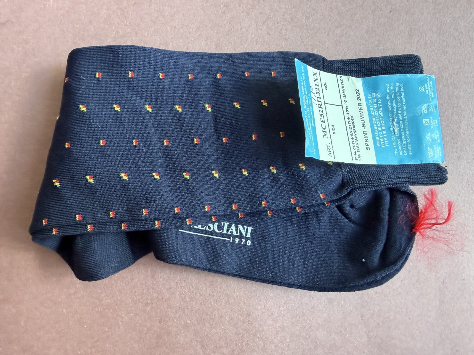Spring/Summer 2022 Men’s Bresciani Socks NWT Blended Navy w/Multi Dots