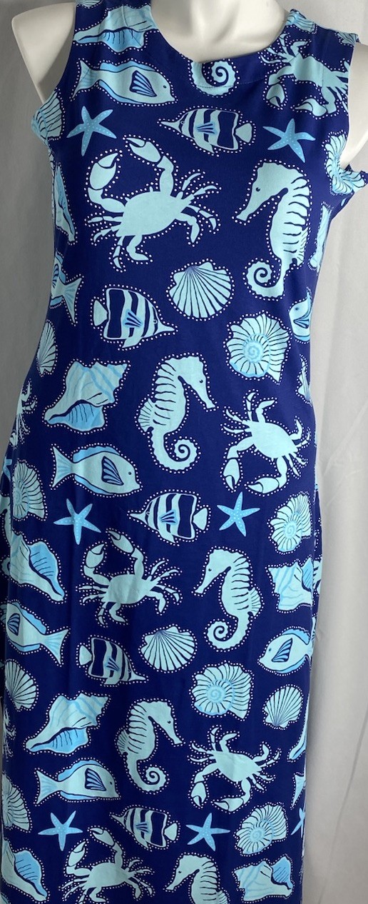 Ana Clare Emilee Sz L Waikiki Sea life print maxi dress NEW