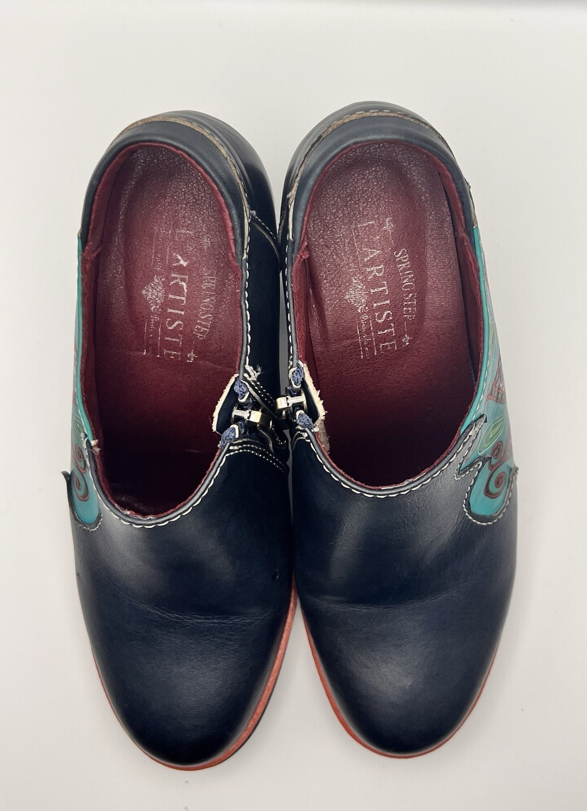 L’Artiste by Spring Step Zami Blue Leather Shoes Bootie Women’s Size 35 US 5