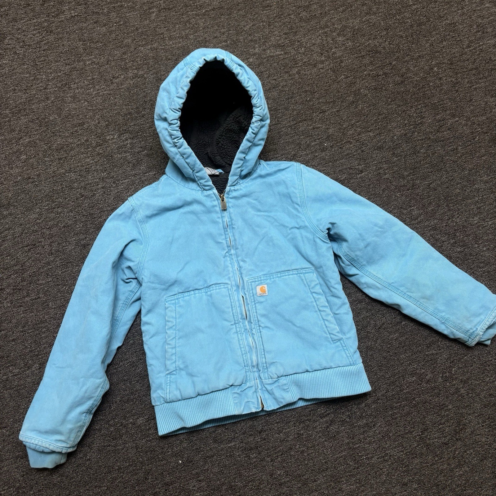Carhartt CP9564-442 Canvas Insulated Sherpa Lined Hooded Jacket Youth Medium