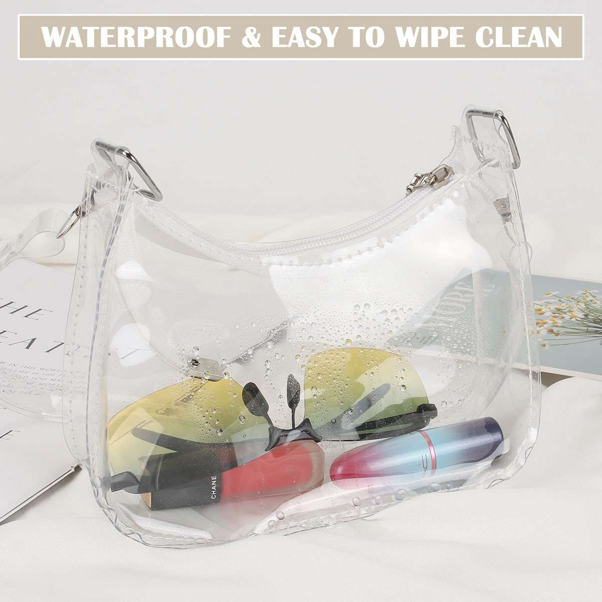 Women Mini Transparent Bag PVC Stadium Approved Sports Handbag Purse Zipper