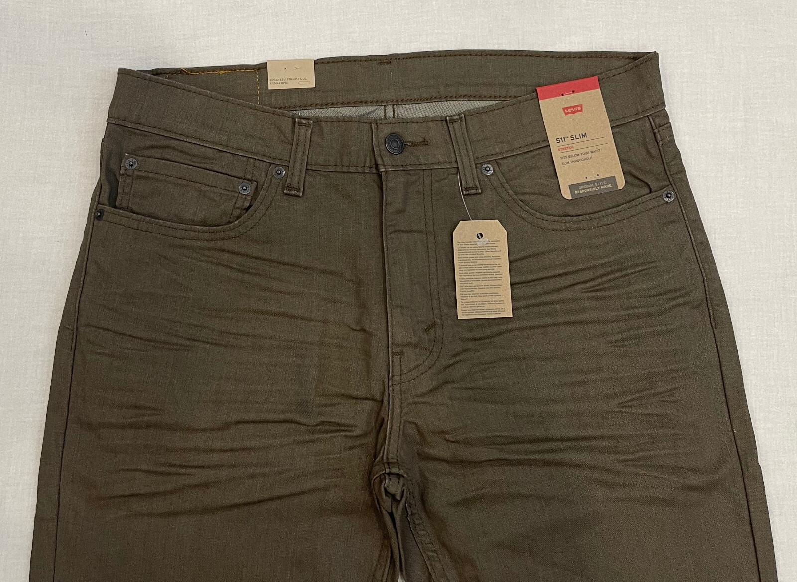 Levis 511 Slim Fit Stretch Mens Jeans 30,32,33,34,36,38 #2273 Olive Khaki-Brown