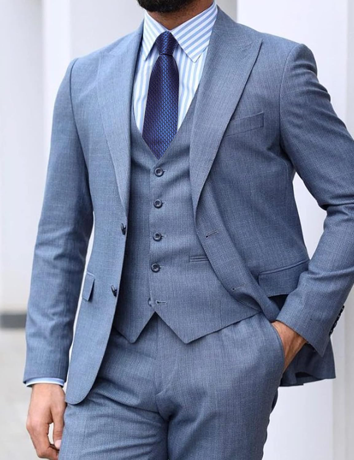 Mens Solid Color Tie and Pocket Square Set Woven Silk Plain Necktie & Handkerchi
