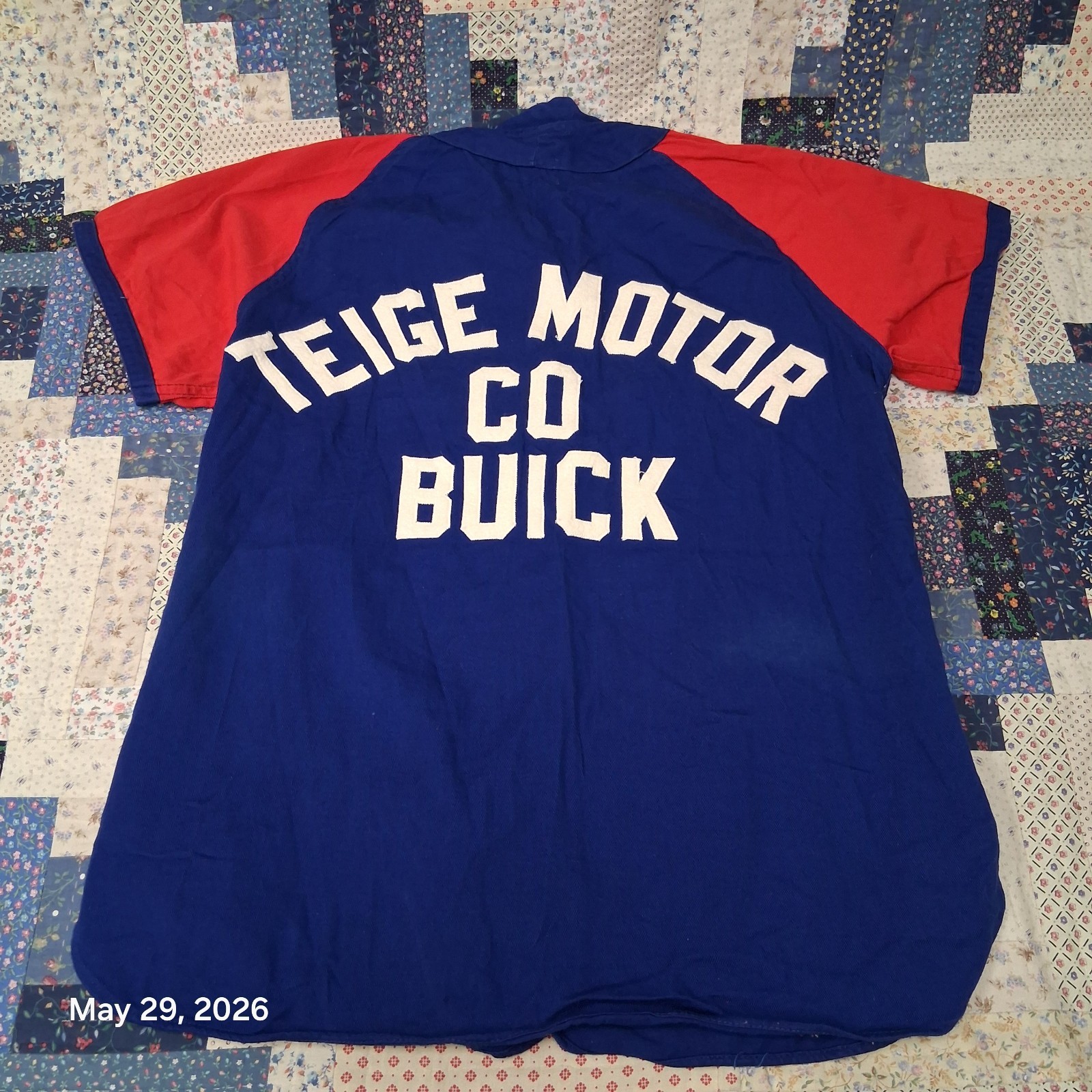 True Vintage 1950s Buick Teige Motor Co Baseball Jersey General Athletic Durene