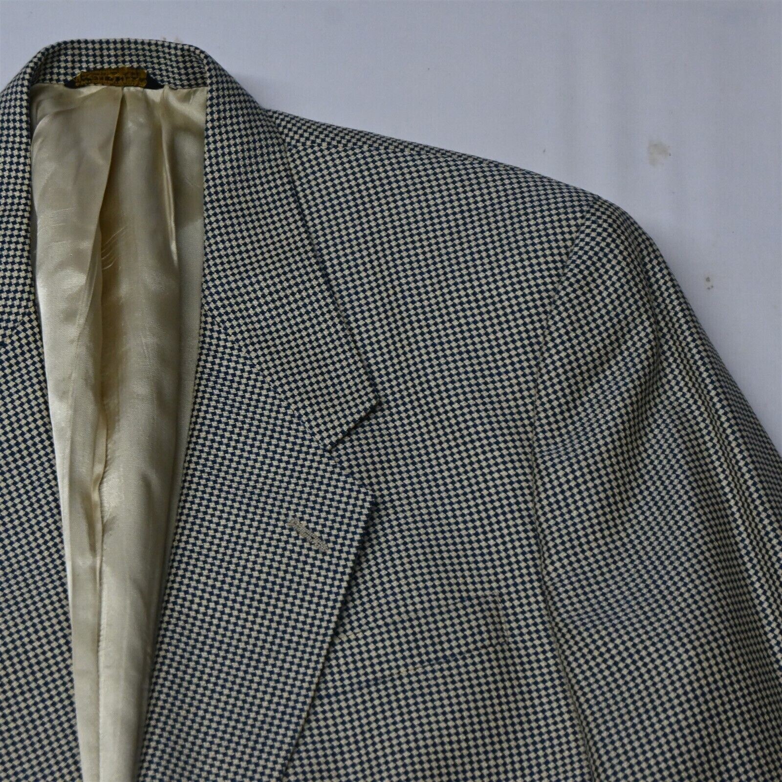 Vtg Murano 42L Blue Gold DIamond USA Made Mens Blazer Suit Jacket Sport Coat