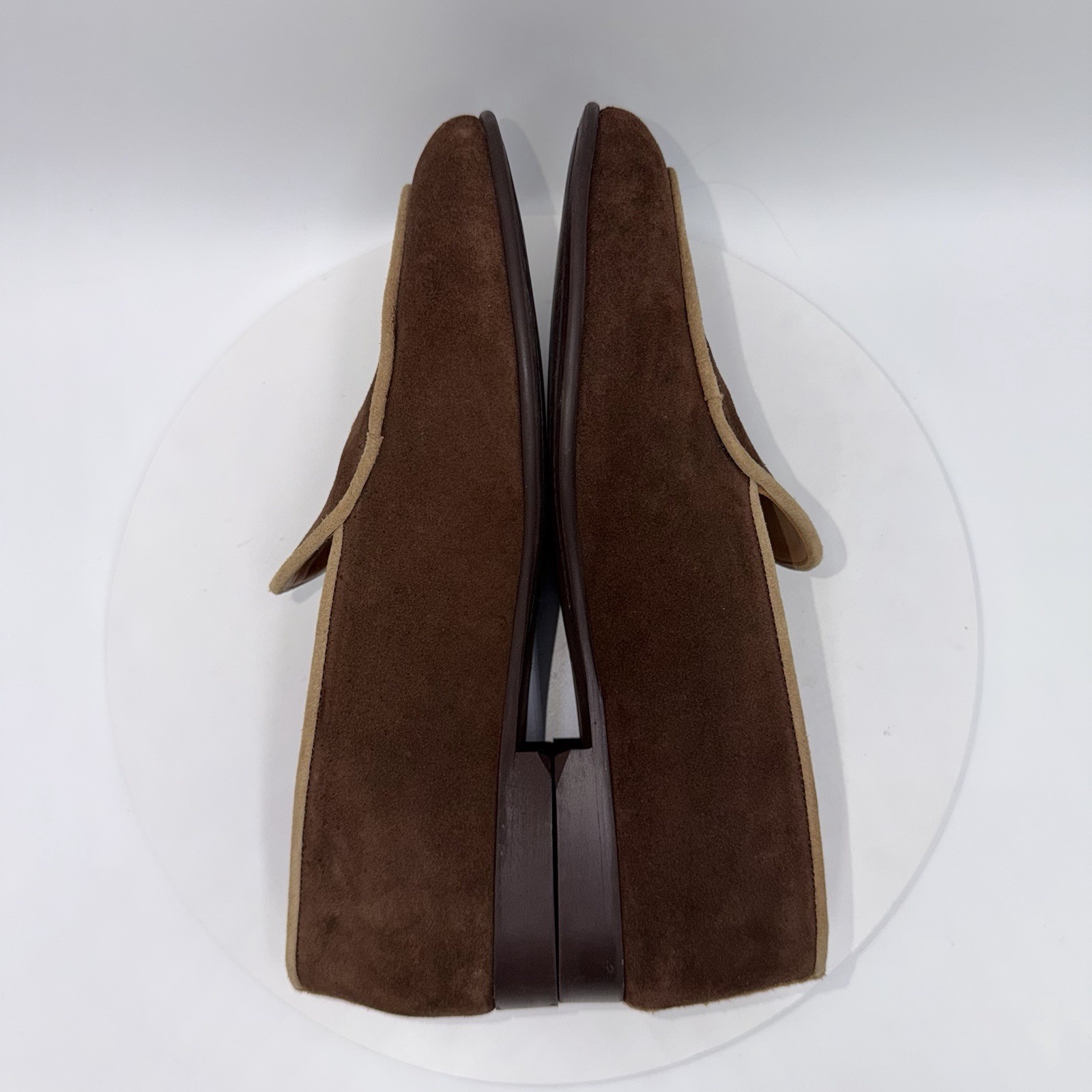 Del Toro Belgian loafers Brown Suede Mens Dress Shoes Almond Toe Leather Size 10