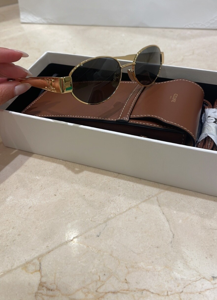 Celine Triomphe Gold Metal Sunglasses- Brand New