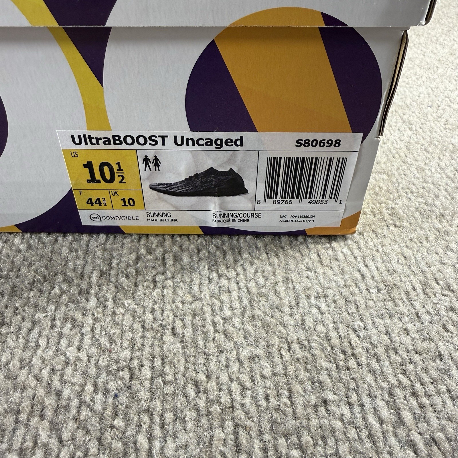 Adidas UltraBoost Uncaged “Oreo” Black/Grey/White/Sneakers Mens 10.5 Black White