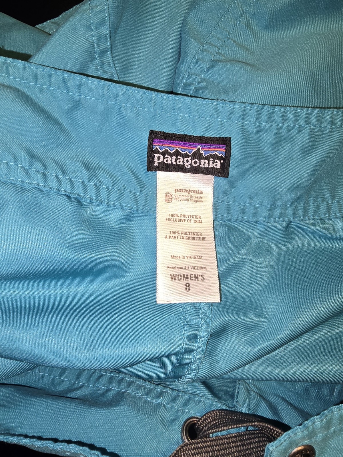 Patagonia Snap & Lace Up Tie Waist 5.5″ Shorts TEAL (Women’s Size 8) PRE-OWNED
