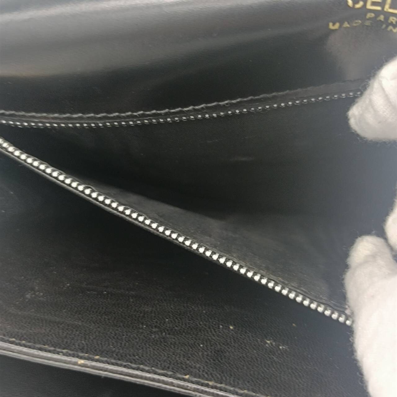 CELINE Leather Shoulder Bag Horse Carriage Gold Metal
