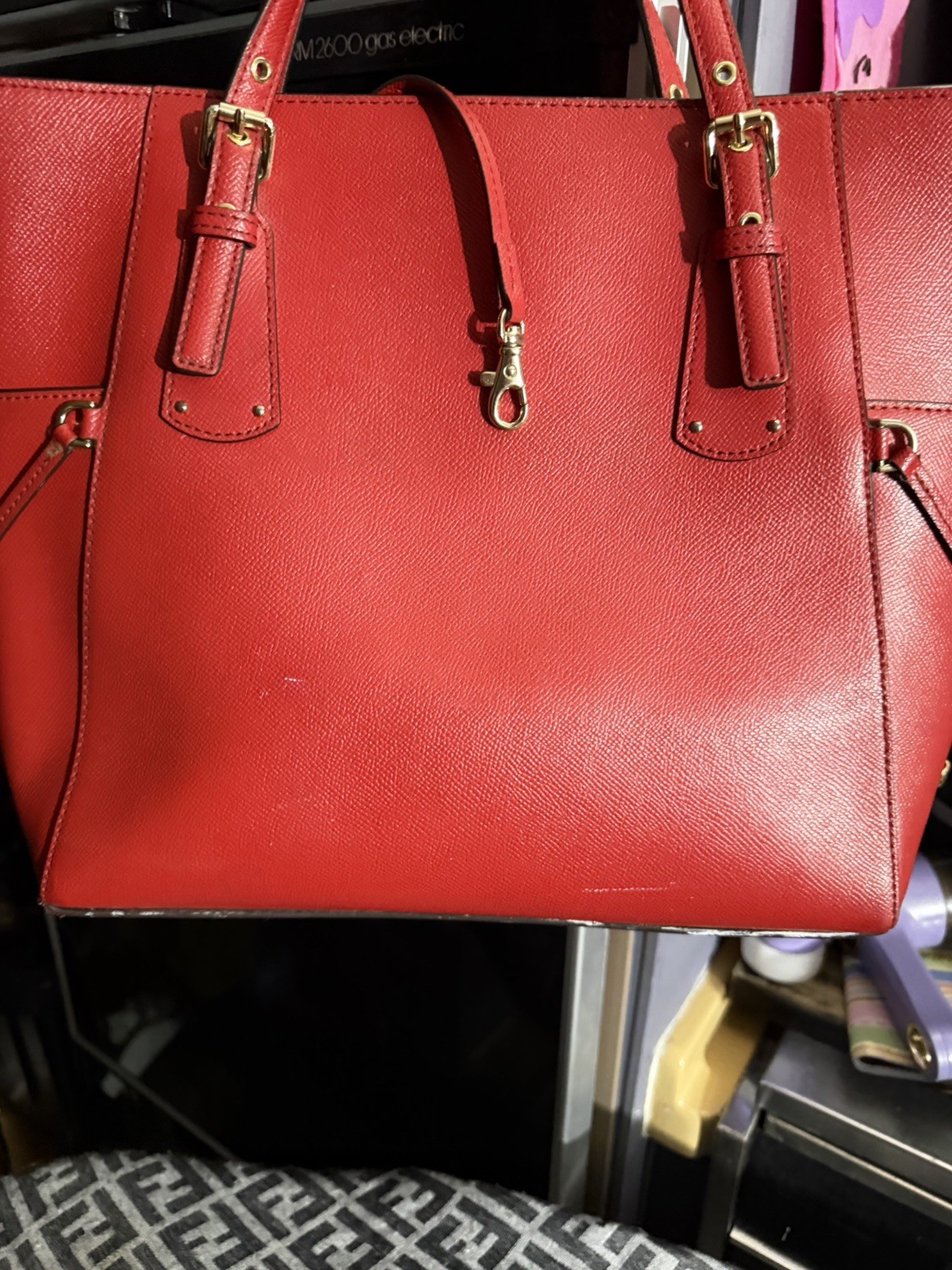 Michael Kors Voyager Large Leather Tote Shoulder Women Bag Dark Raspberry