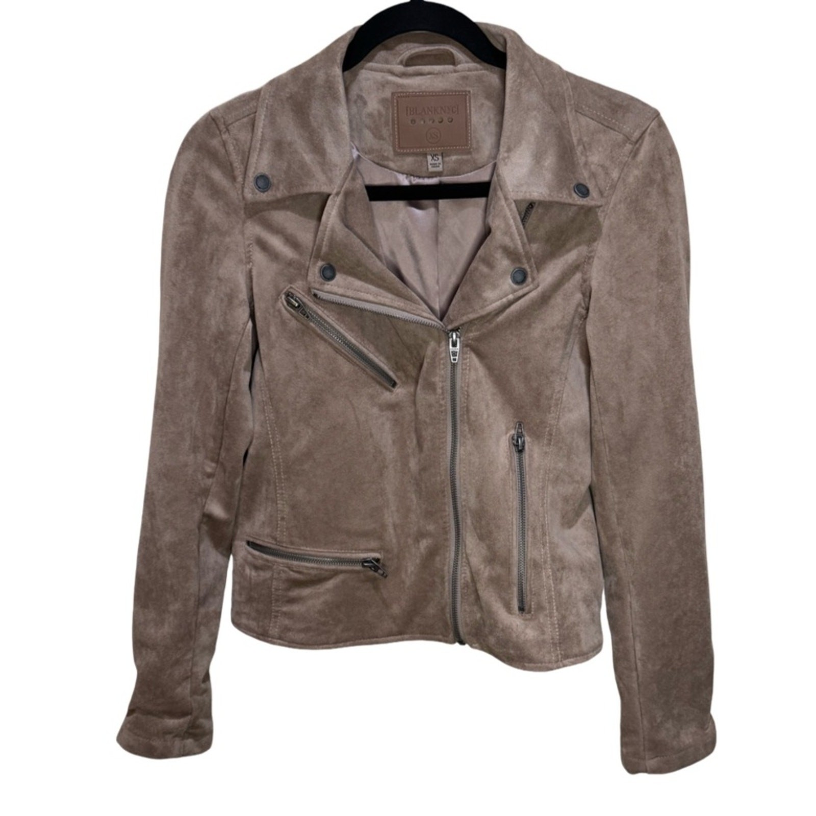 Blank NYC Faux Suede Moto Jacket – Sand Stone XS