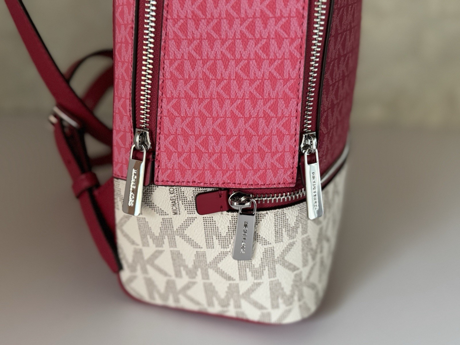 Michael Kors Rhea Medium Backpack Color-Block MK Dark Raspberry Multi