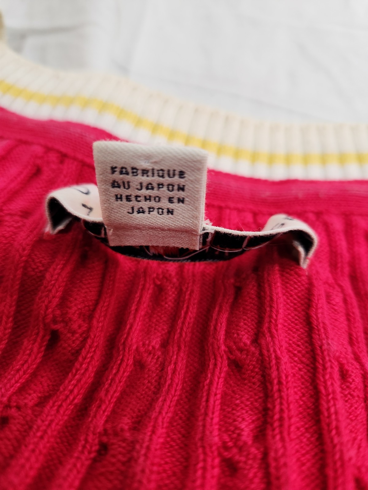 Tommy Hilfiger Women 3X S-Sleeve cable-knit sweater Fuchsia Pink V-Neck Logo