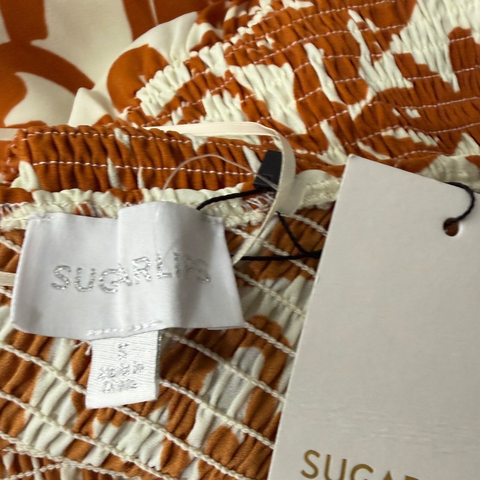 Sugarlips Marida Caramel Floral Smocked One Shoulder Lys Maxi Dress Size S NWT