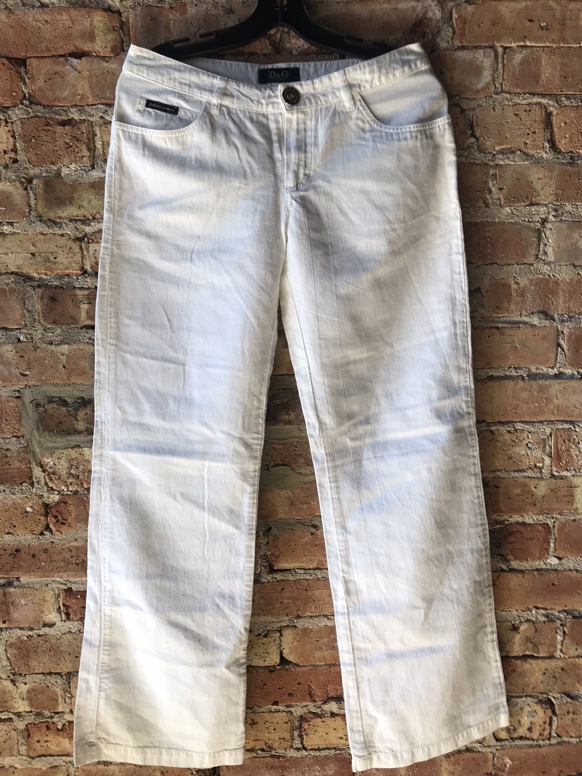 Dolce Gabbana White Lightweight Summer Pants 52% Linen 48% Cotton Low Rise Cut M