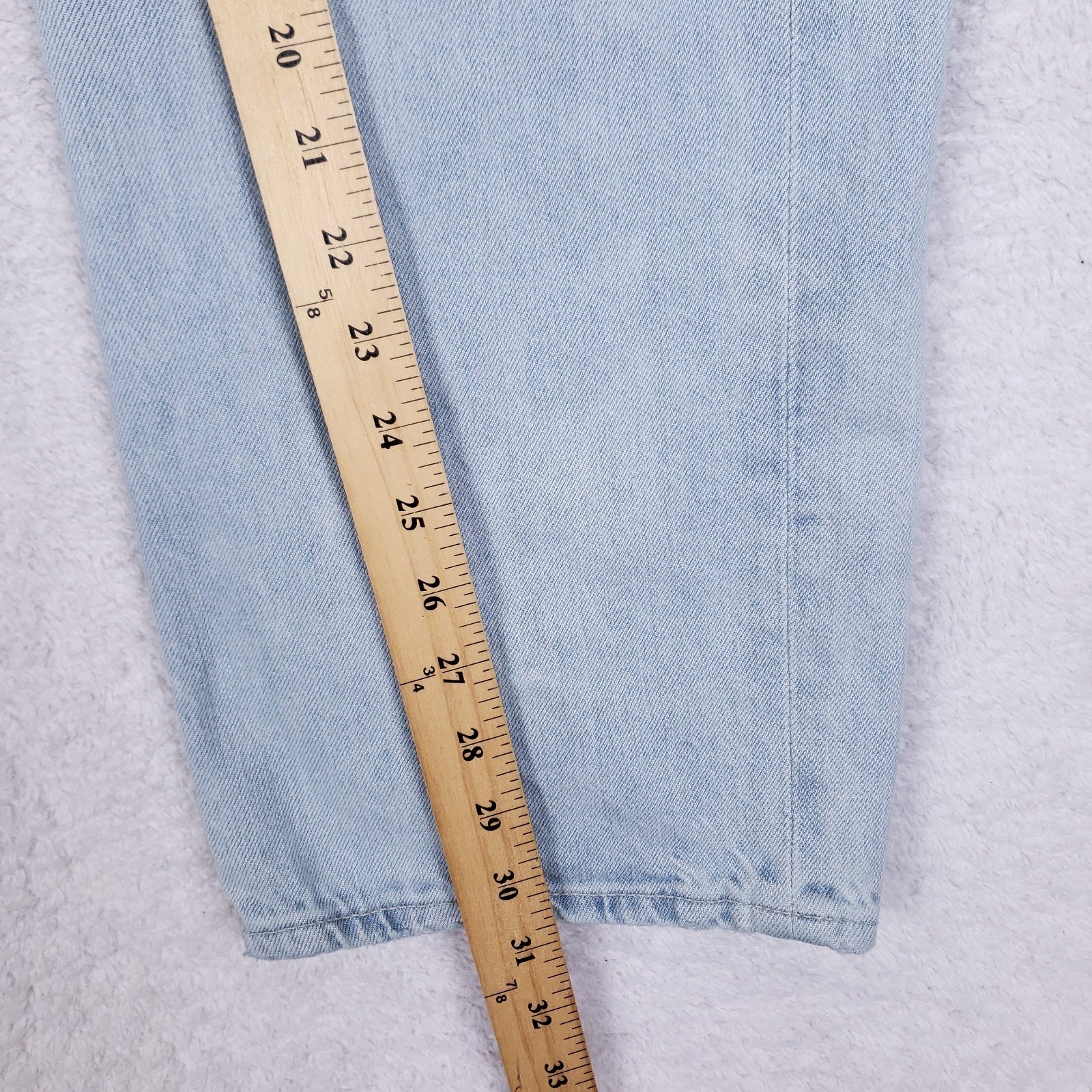 7 For All Mankind 31 Easy Straight High Rise Light Wash Jeans Button Fly Rigid