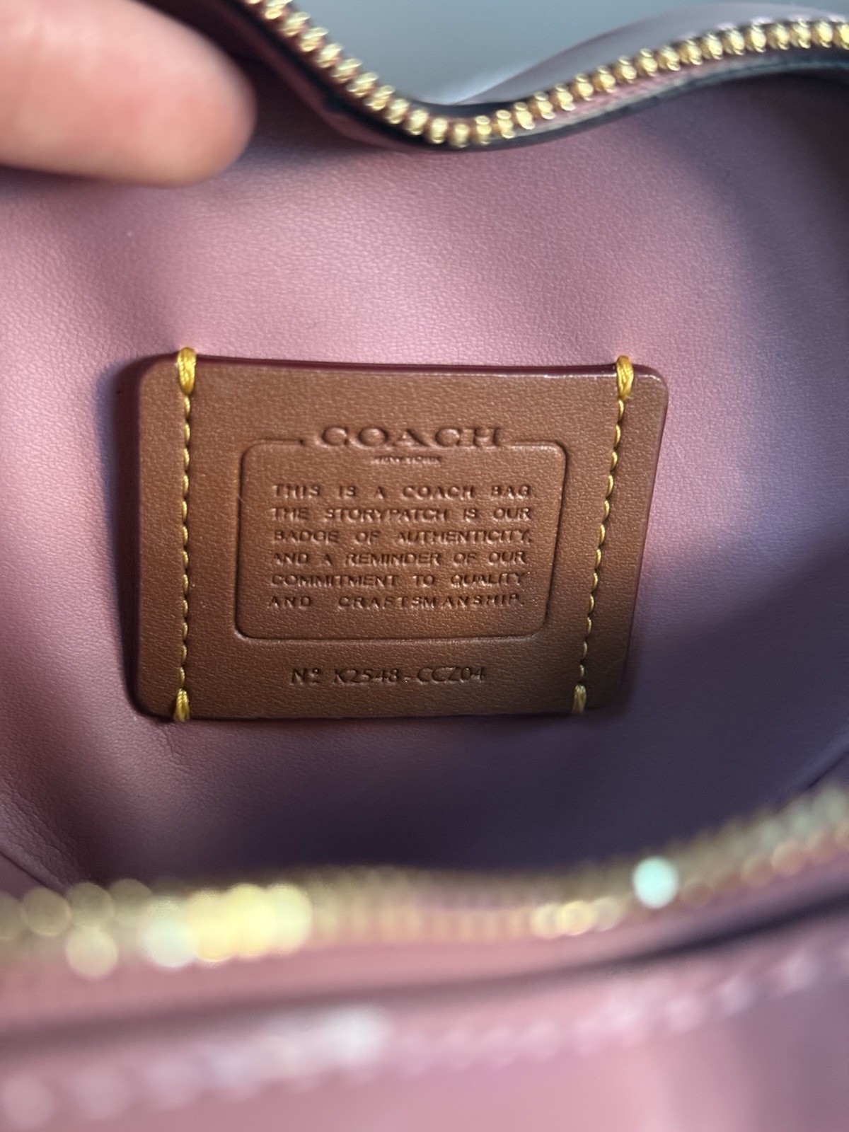 Coach Peony Spazzolato Leather Heart Mini Crossbody Bag Gold Chain