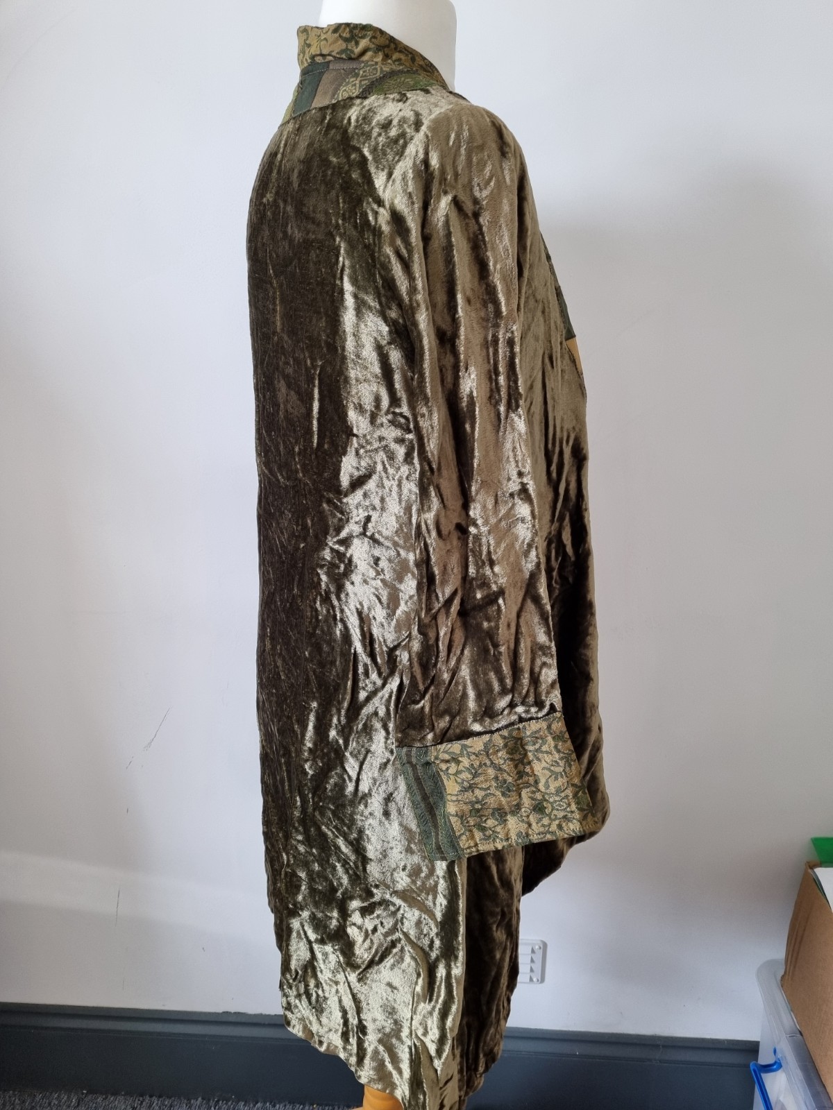 Kasbah Waterfall sides Cardigan Jacket Size 1 (UK 10/12) Green Part Velour