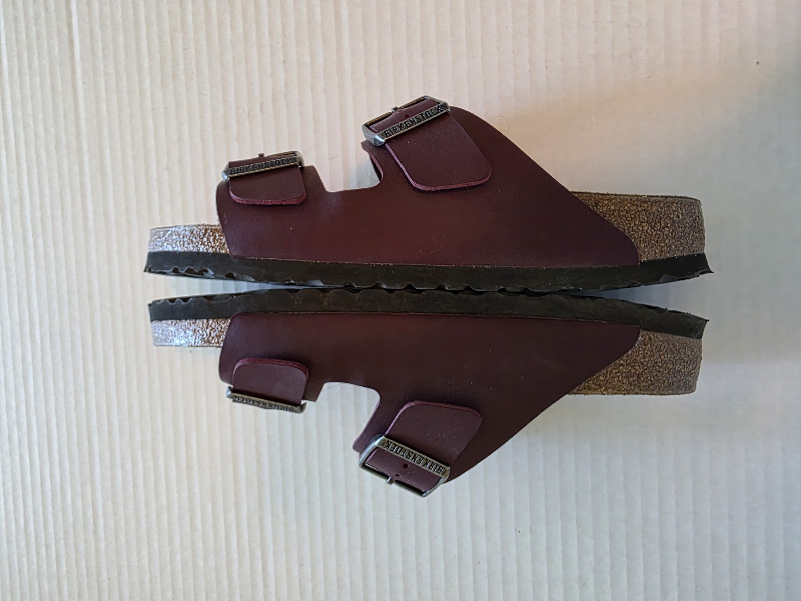 Birkenstock Arizona Birko-Flor Maroon Leather Unisex Sandals Sz 41