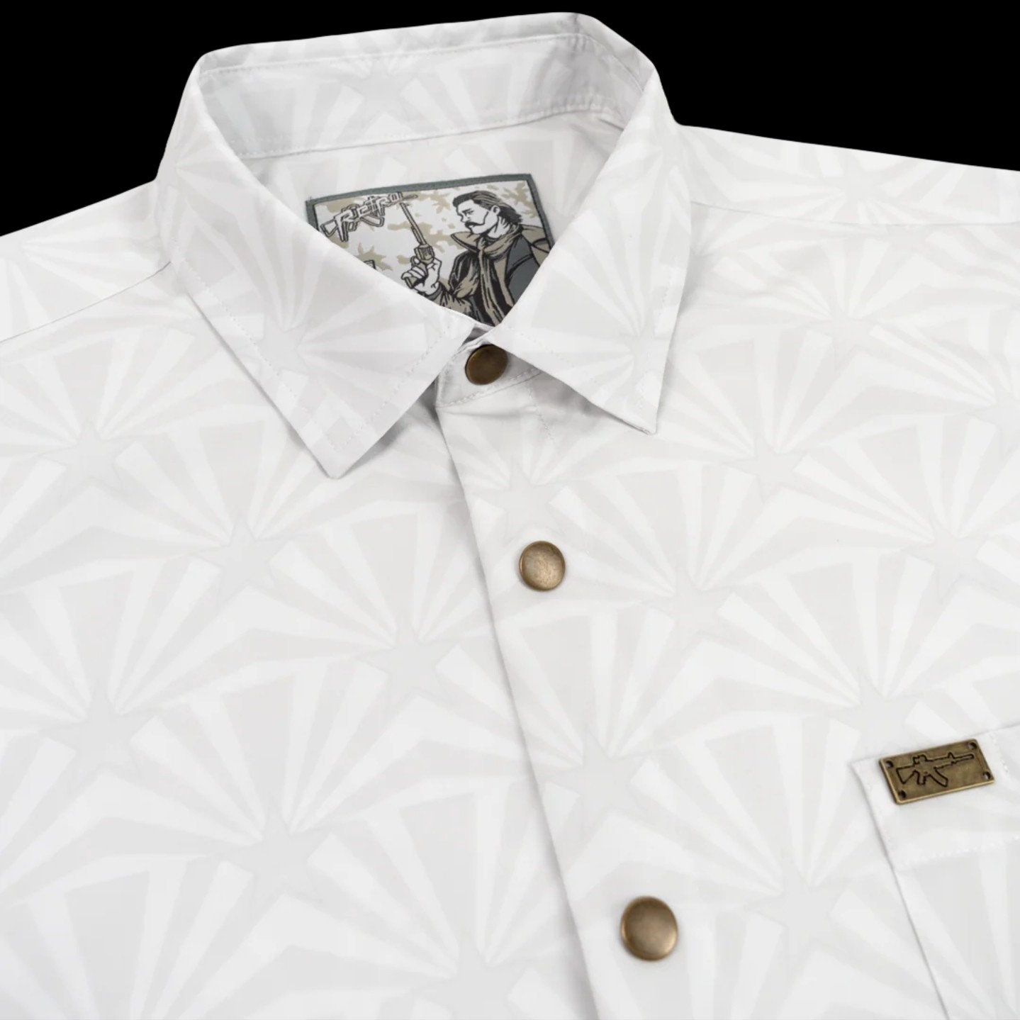 Retro Rifle Peacemaker Button Down (Brass Snaps). Men’s X-Large – New With Tags