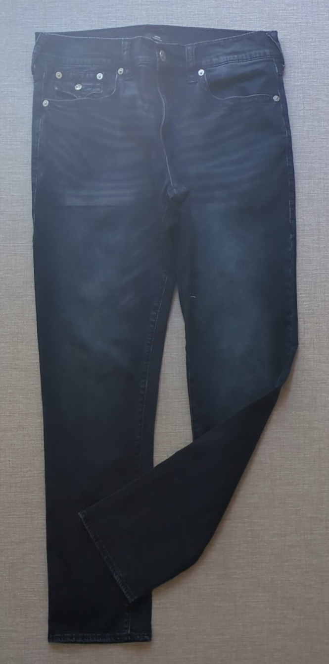 True Religion Geno Relaxed Slim Fit Jeans Men’s 36×33 Dark Wash Wing Flap
