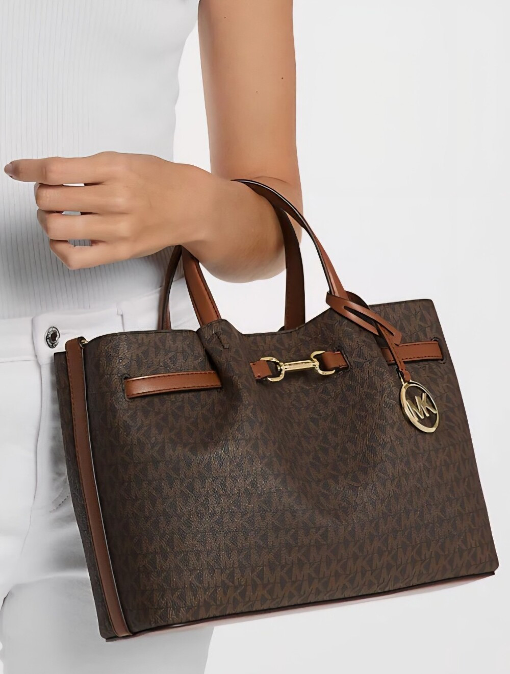 NEW Authentic Michael Kors Carson Brown Satchel Designer Handbags Luxury Purse