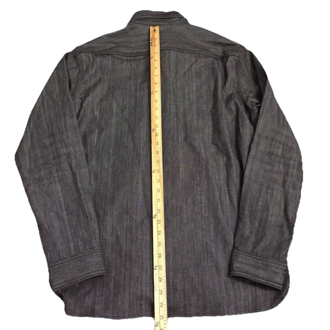 Gustin Denim Chambray Workshirt Men 2XL Dark Oak Gray Cotton Italy Made in USA