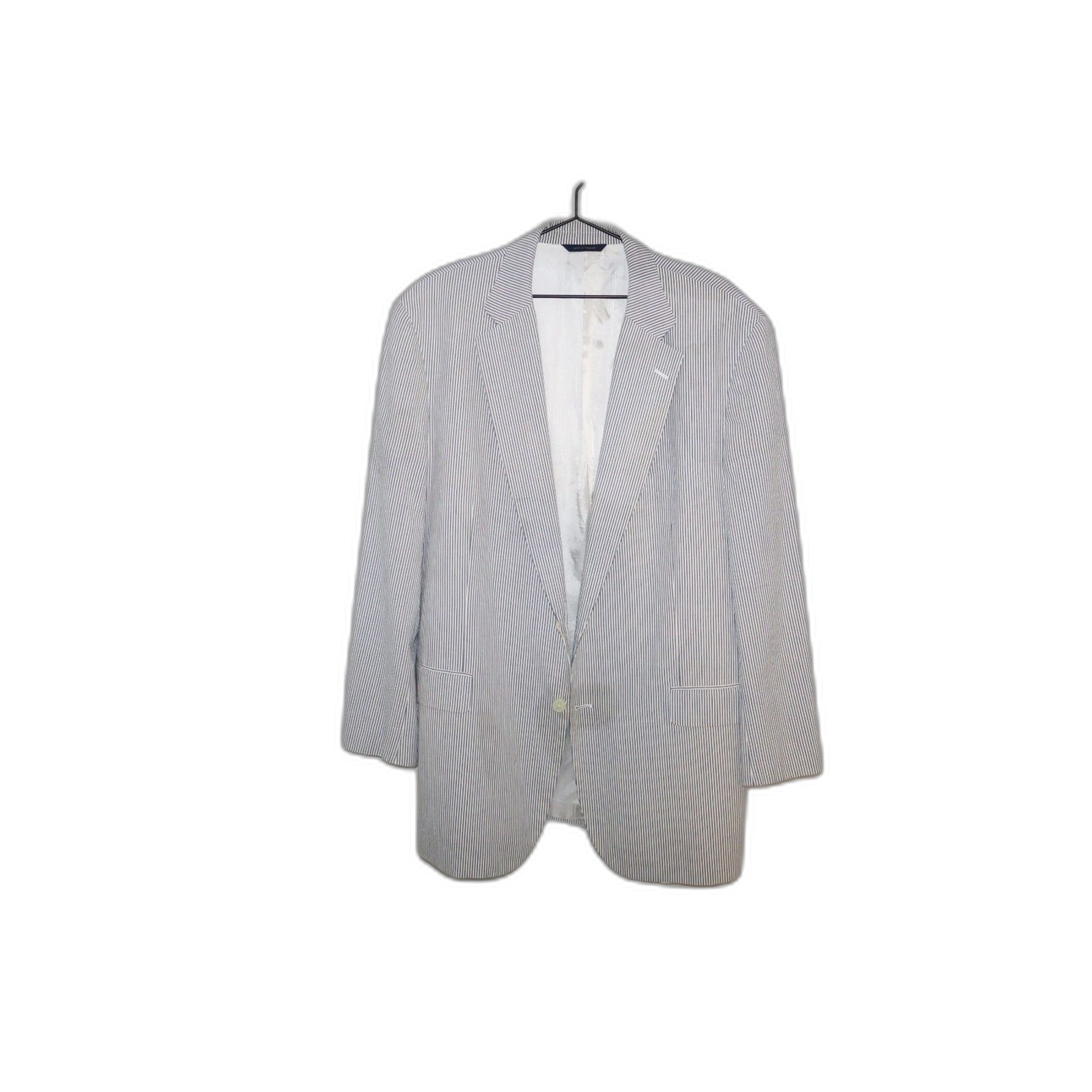 Brooks Brothers 46L/W41 Seersucker Madison Blazer Blue White Stripe MSRP $598
